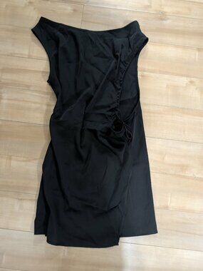 Hello Molly Cover Me Up Black Silky Cutout Ruched Mini Dress US 8
